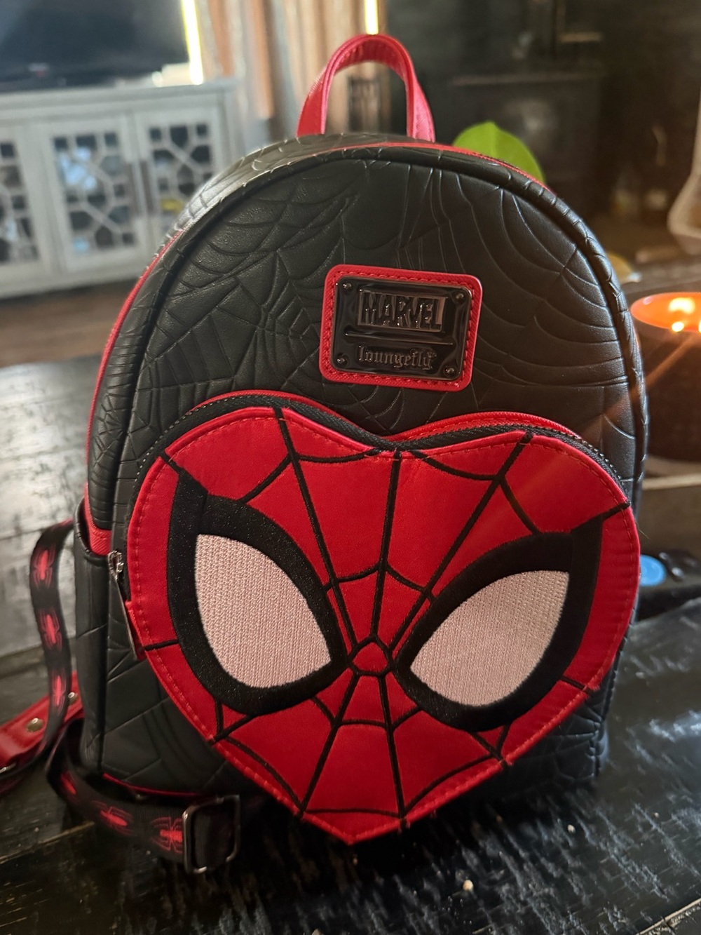 Marvel x Loungefly Black & Red Spider-Man Heart Mini Backpack